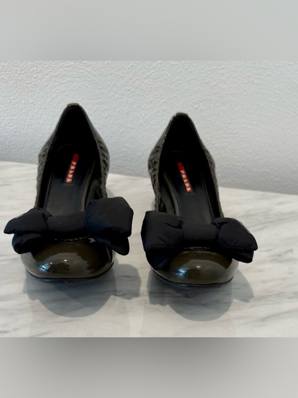 Prada Linea Rosa Patent Leather Bow Block Heel Pump - Picture 6 of 6